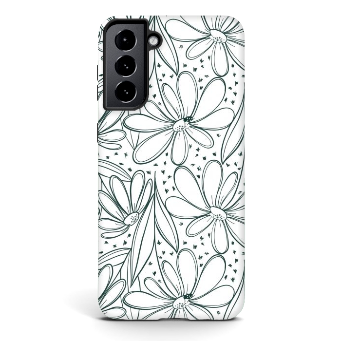 Galaxy S21 plus StrongFit Linework Flowers by Tiny Thistle Studio
