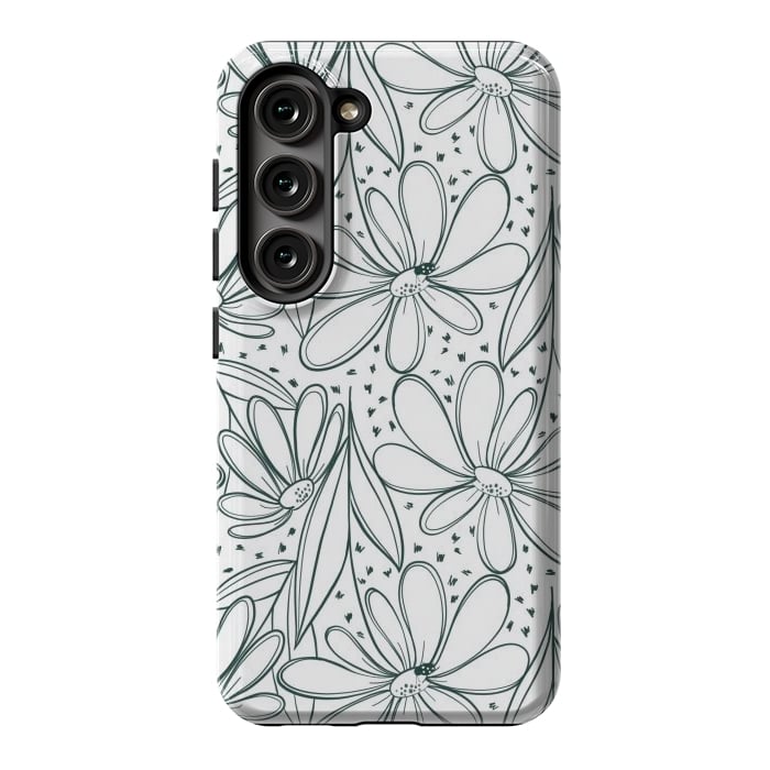 Galaxy S23 StrongFit Linework Flowers by Tiny Thistle Studio