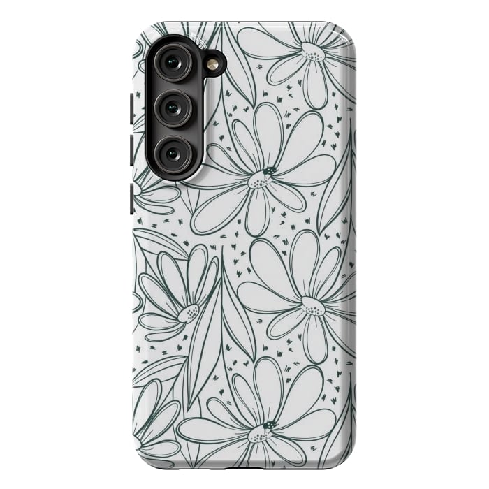 Galaxy S23 Plus StrongFit Linework Flowers by Tiny Thistle Studio