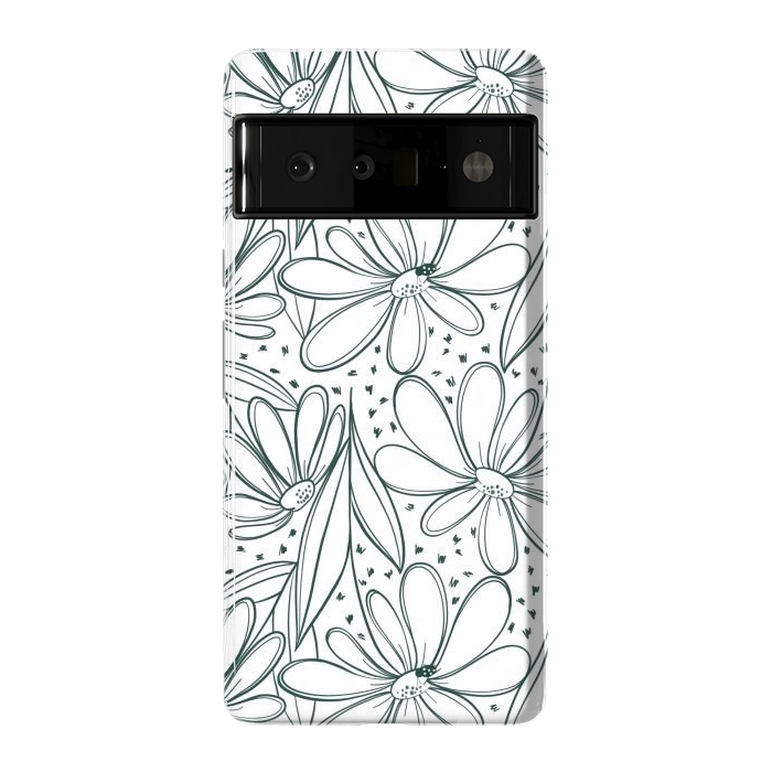 Pixel 6 Pro StrongFit Linework Flowers by Tiny Thistle Studio