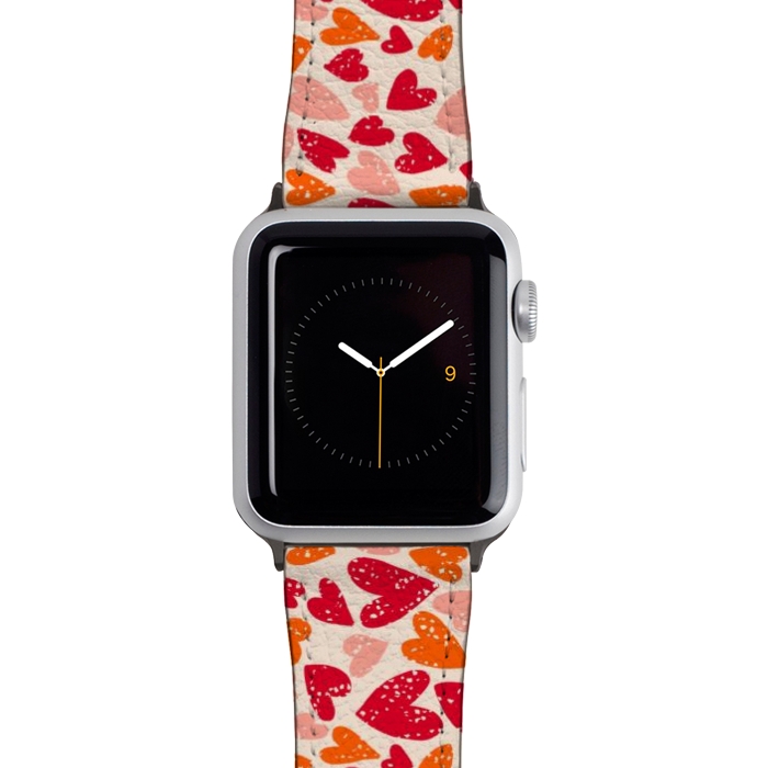 Watch 42mm / 44mm Strap PU leather Big Hearts by Tiny Thistle Studio