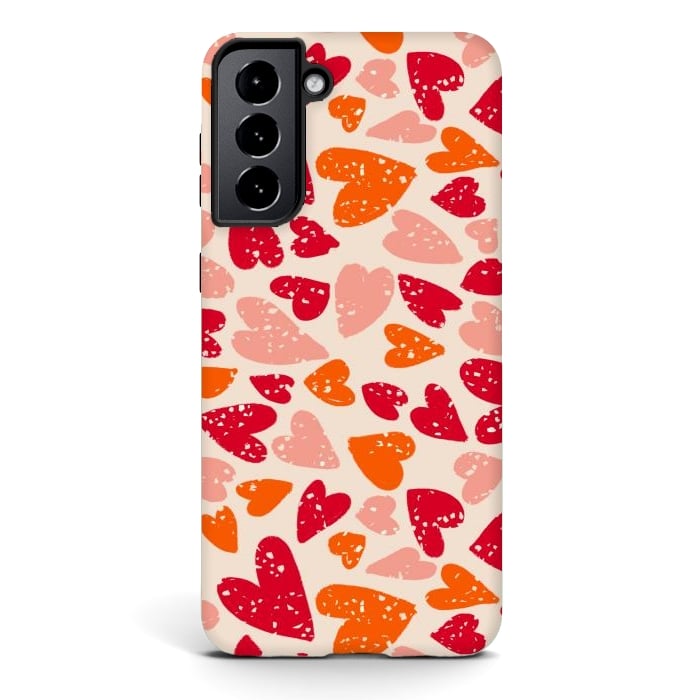 Galaxy S21 StrongFit Big Hearts by Tiny Thistle Studio