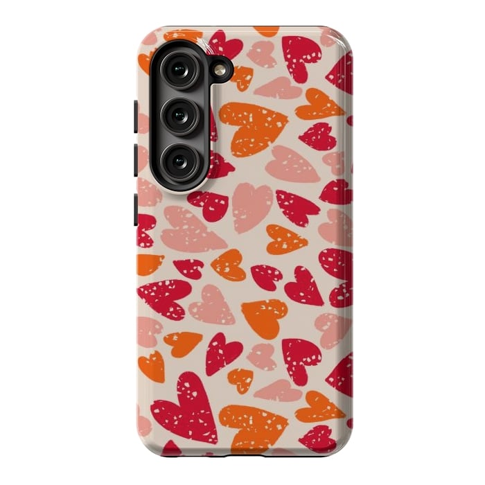Galaxy S23 StrongFit Big Hearts by Tiny Thistle Studio