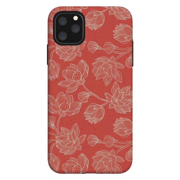 iPhone 11 Pro Max StrongFit Coral Floral Linework by Tiny Thistle Studio