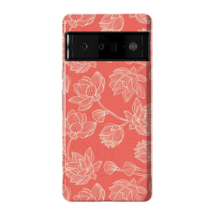 Pixel 6 Pro StrongFit Coral Floral Linework by Tiny Thistle Studio
