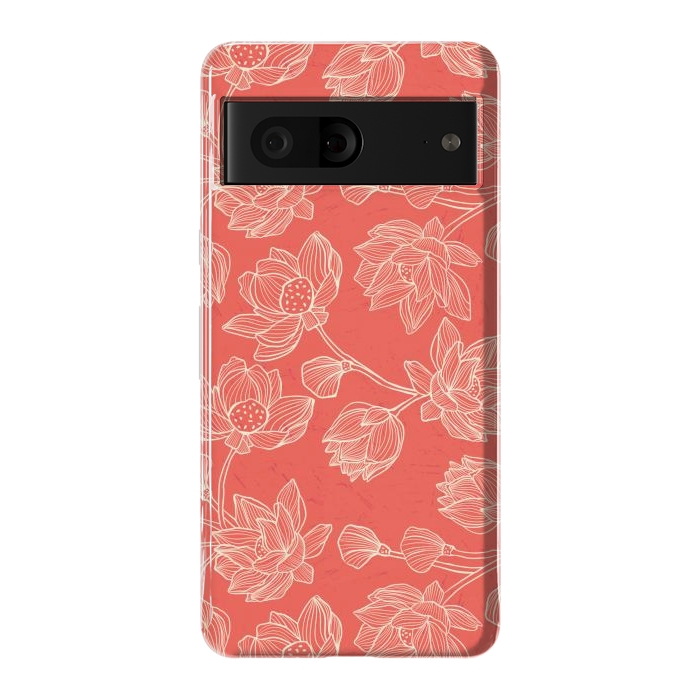 Pixel 7 StrongFit Coral Floral Linework by Tiny Thistle Studio