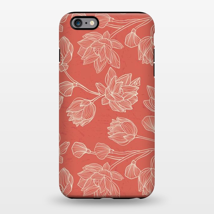 iPhone 6/6s plus StrongFit Coral Floral Linework by Tiny Thistle Studio