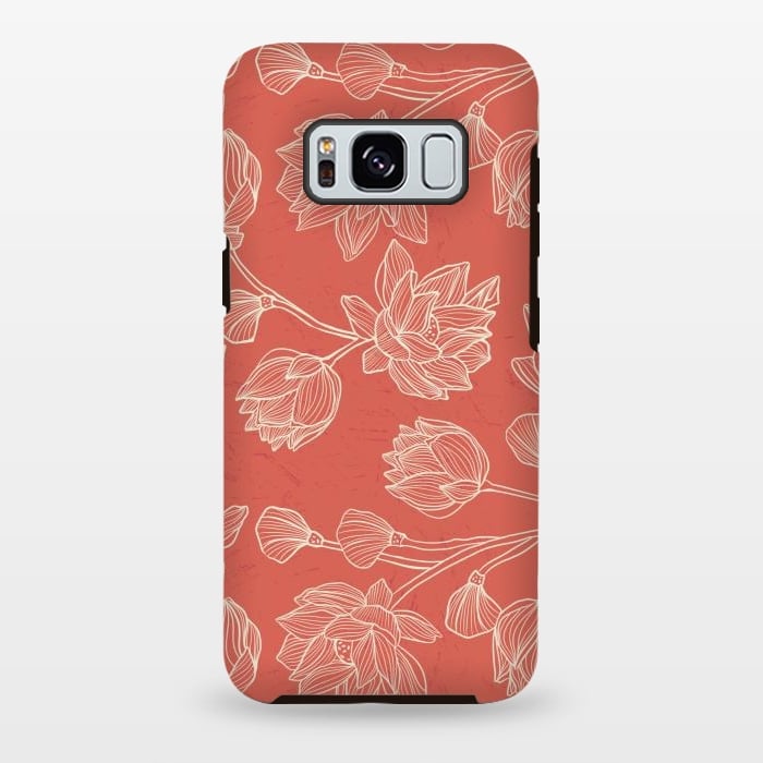 Galaxy S8 plus StrongFit Coral Floral Linework by Tiny Thistle Studio