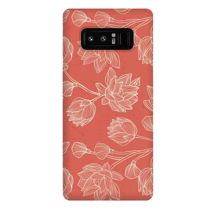 Galaxy Note 8 StrongFit Coral Floral Linework by Tiny Thistle Studio