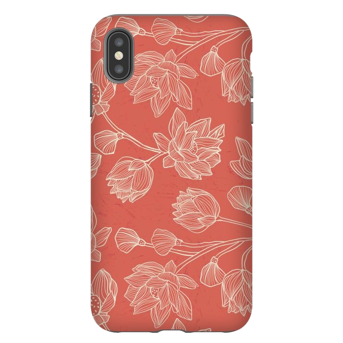 iPhone Xs Max StrongFit Coral Floral Linework by Tiny Thistle Studio