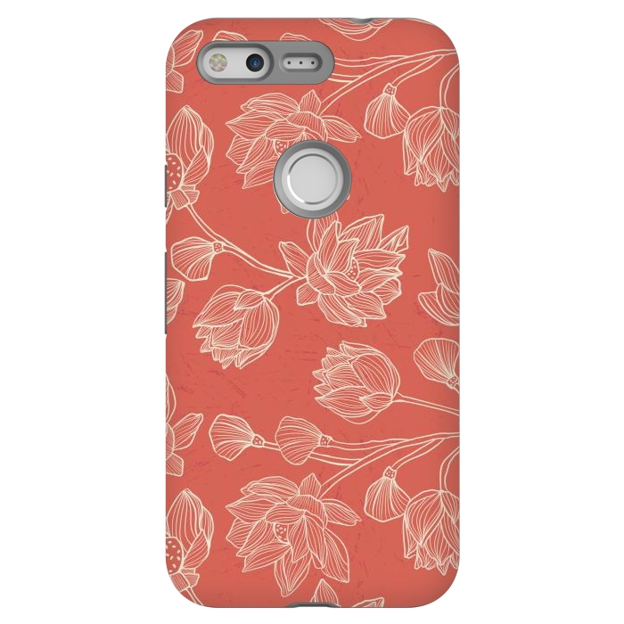Pixel StrongFit Coral Floral Linework by Tiny Thistle Studio