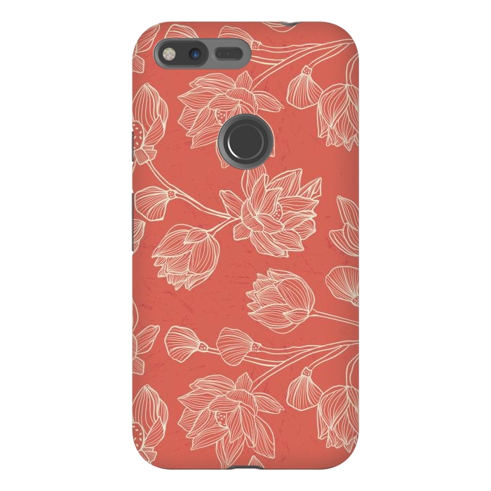 Pixel XL StrongFit Coral Floral Linework by Tiny Thistle Studio