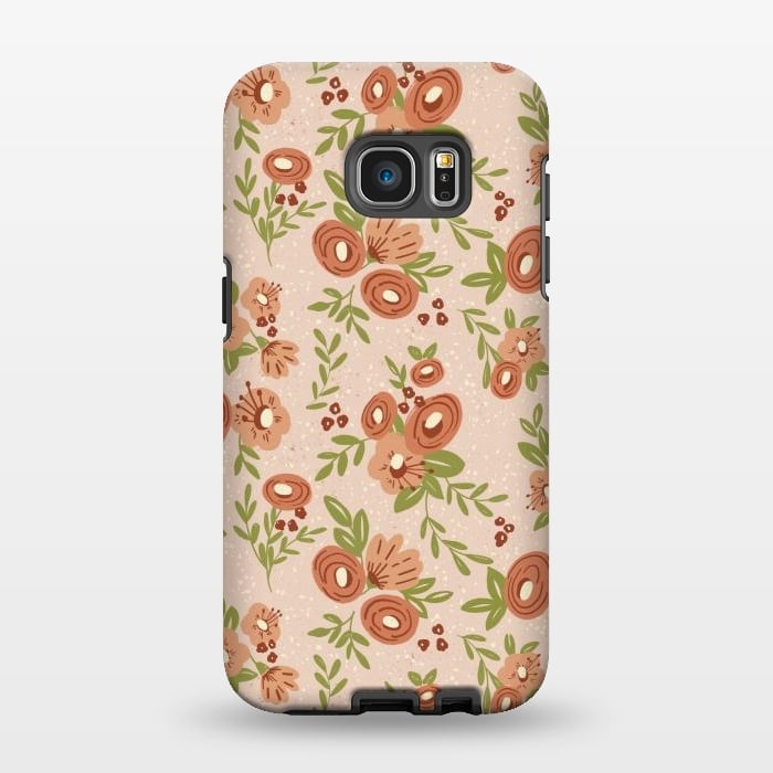 Galaxy S7 EDGE StrongFit Coral Flowers by Tiny Thistle Studio