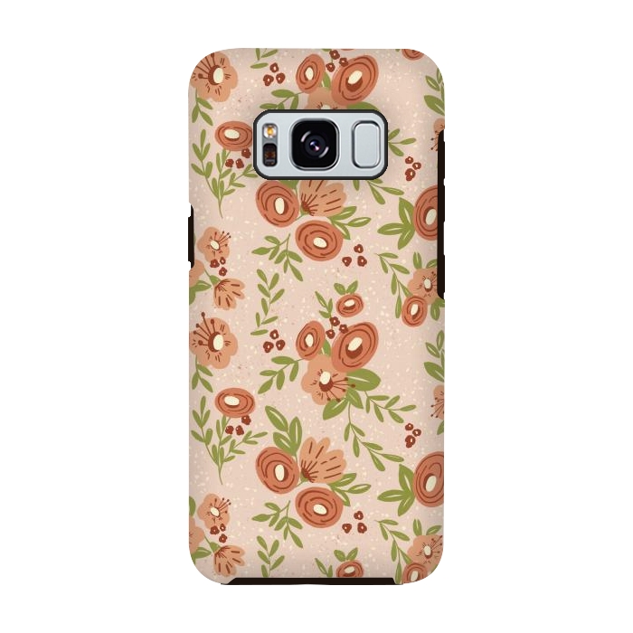 Galaxy S8 StrongFit Coral Flowers by Tiny Thistle Studio