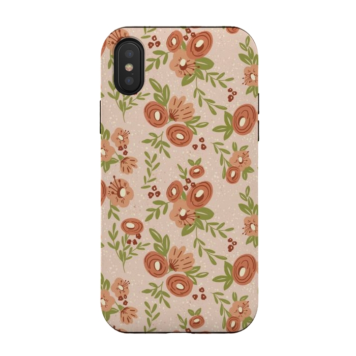iPhone Xs / X StrongFit Coral Flowers by Tiny Thistle Studio