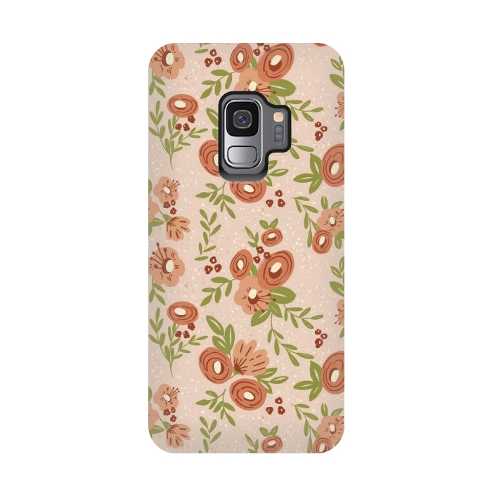 Galaxy S9 StrongFit Coral Flowers by Tiny Thistle Studio