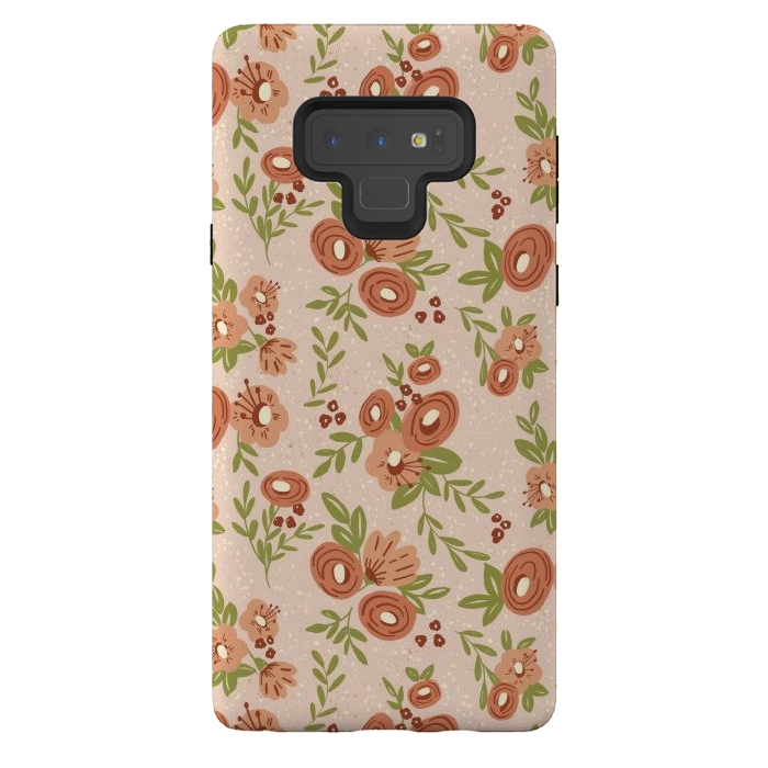 Galaxy Note 9 StrongFit Coral Flowers by Tiny Thistle Studio