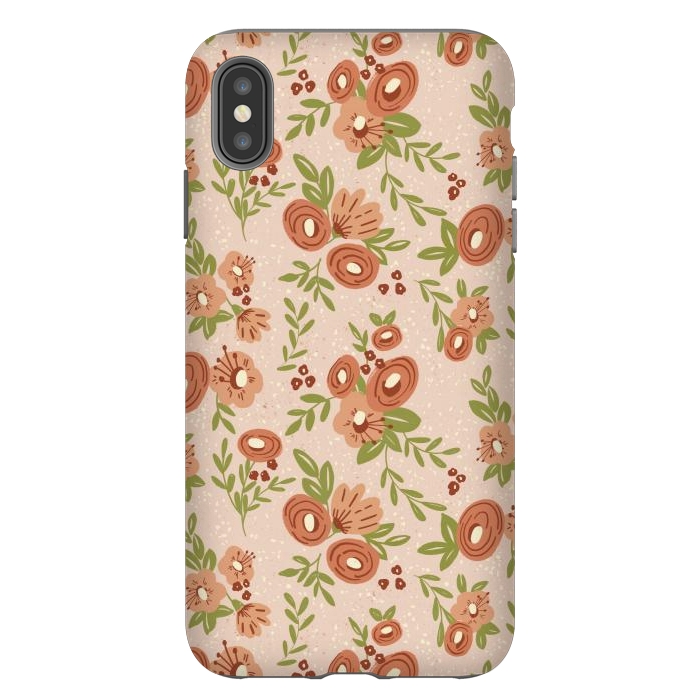 iPhone Xs Max StrongFit Coral Flowers by Tiny Thistle Studio
