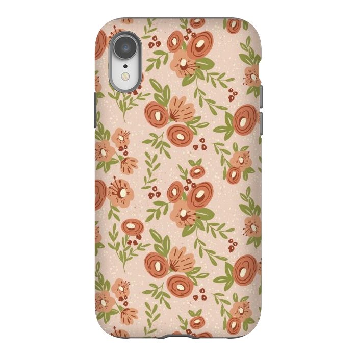 iPhone Xr StrongFit Coral Flowers by Tiny Thistle Studio