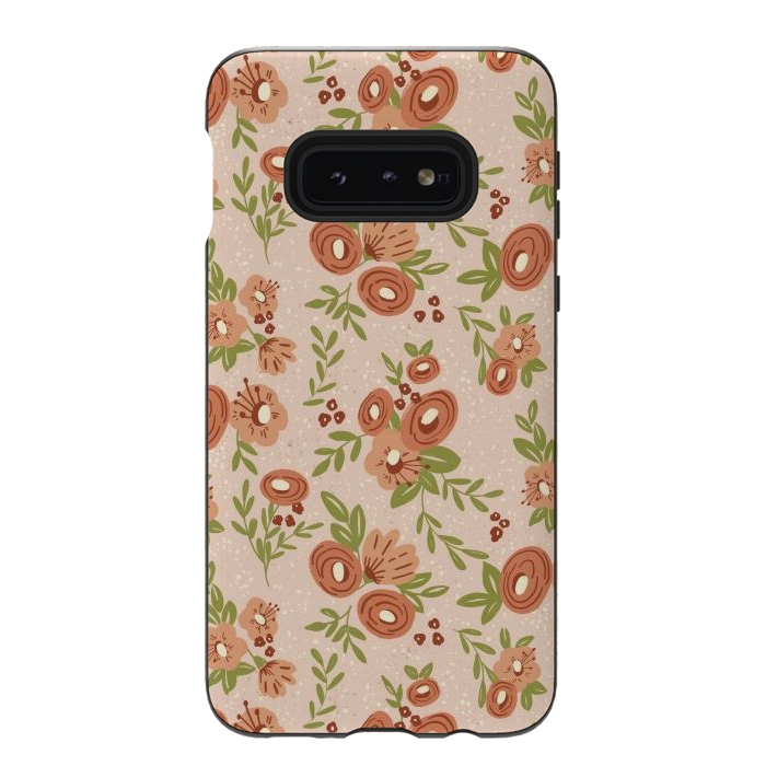 Galaxy S10e StrongFit Coral Flowers by Tiny Thistle Studio