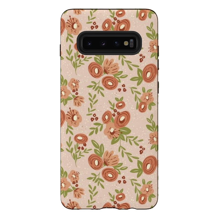 Galaxy S10 plus StrongFit Coral Flowers by Tiny Thistle Studio