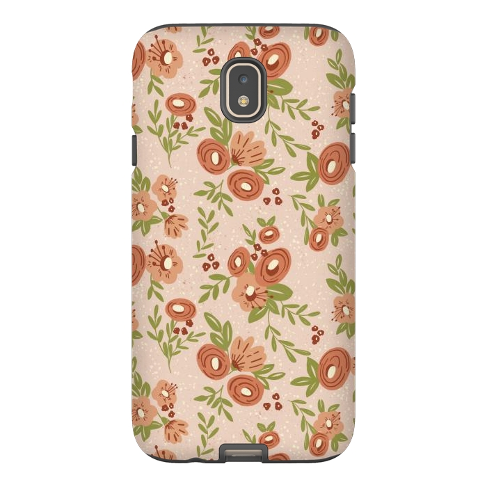 Galaxy J7 StrongFit Coral Flowers by Tiny Thistle Studio