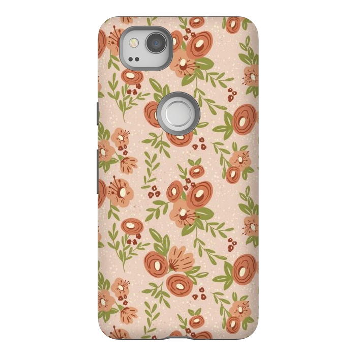 Pixel 2 StrongFit Coral Flowers by Tiny Thistle Studio