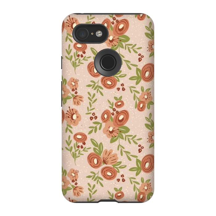 Pixel 3 StrongFit Coral Flowers by Tiny Thistle Studio