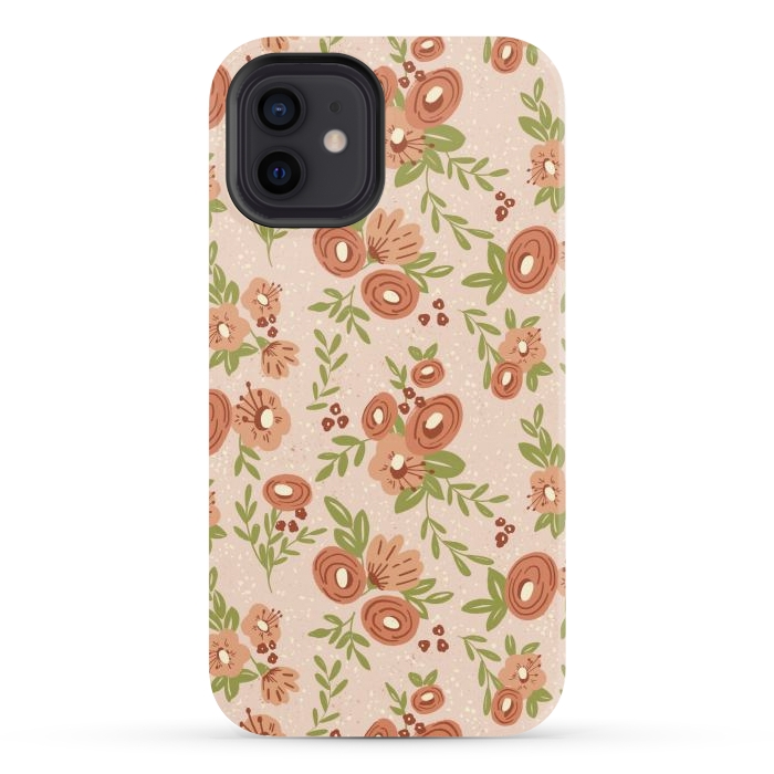 iPhone 12 StrongFit Coral Flowers by Tiny Thistle Studio