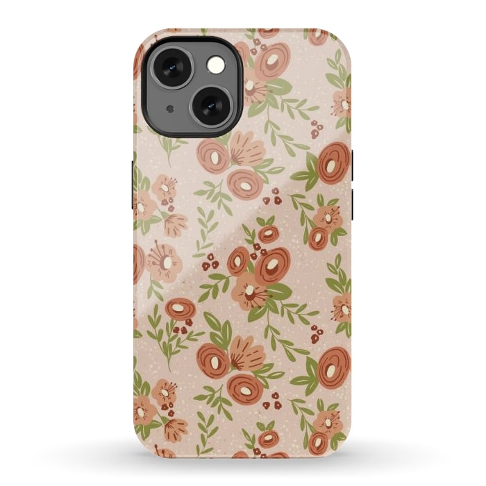 iPhone 13 StrongFit Coral Flowers by Tiny Thistle Studio