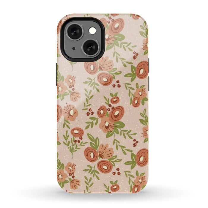 iPhone 13 mini StrongFit Coral Flowers by Tiny Thistle Studio