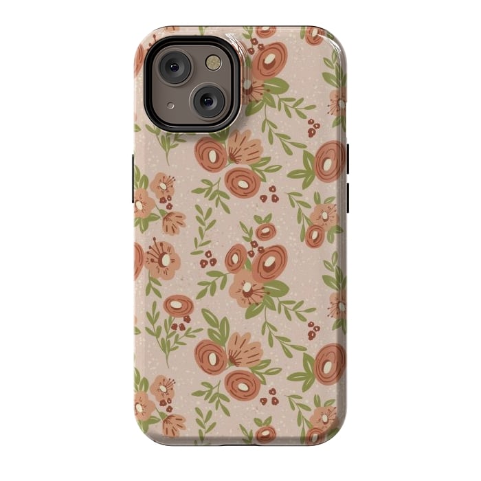 iPhone 14 StrongFit Coral Flowers by Tiny Thistle Studio