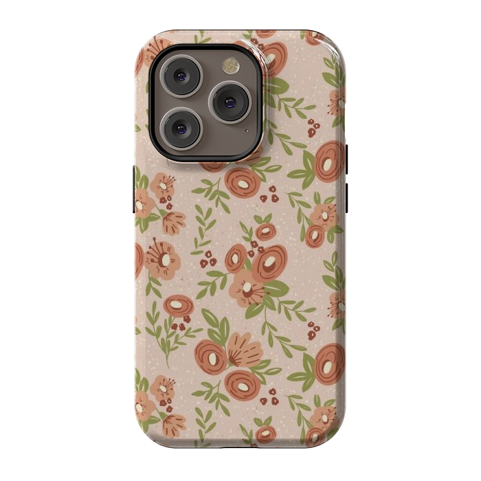 iPhone 14 Pro StrongFit Coral Flowers by Tiny Thistle Studio