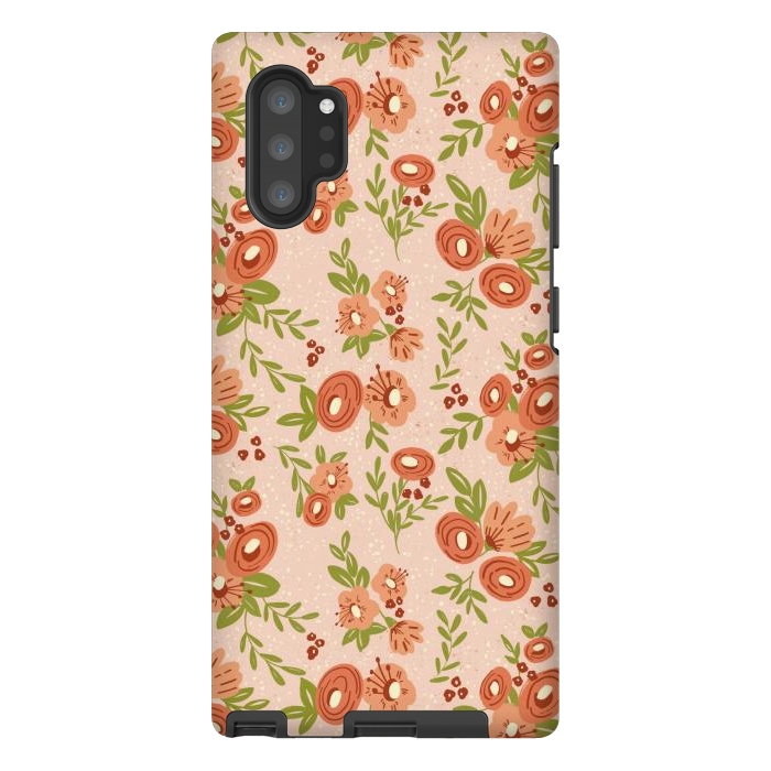 Galaxy Note 10 plus StrongFit Coral Flowers by Tiny Thistle Studio