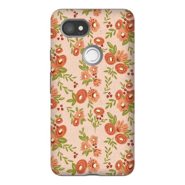 Pixel 2XL StrongFit Coral Flowers by Tiny Thistle Studio