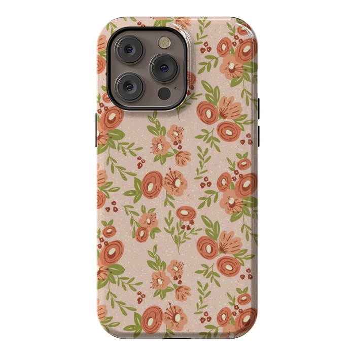 iPhone 14 Pro max StrongFit Coral Flowers by Tiny Thistle Studio