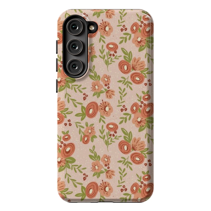 Galaxy S23 Plus StrongFit Coral Flowers by Tiny Thistle Studio