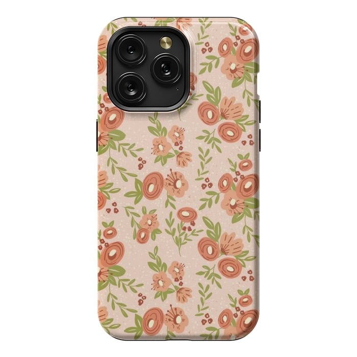 iPhone 15 Pro Max StrongFit Coral Flowers by Tiny Thistle Studio