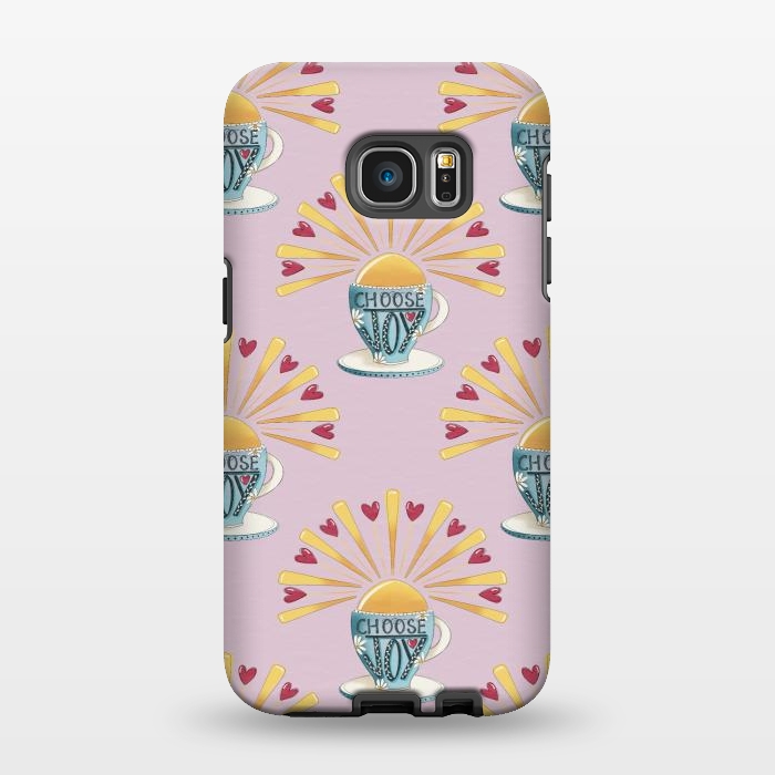 Galaxy S7 EDGE StrongFit Choose Joy Coffee Cup by Tiny Thistle Studio