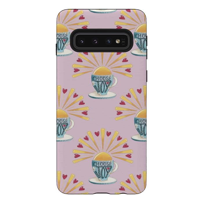 Galaxy S10 StrongFit Choose Joy Coffee Cup by Tiny Thistle Studio