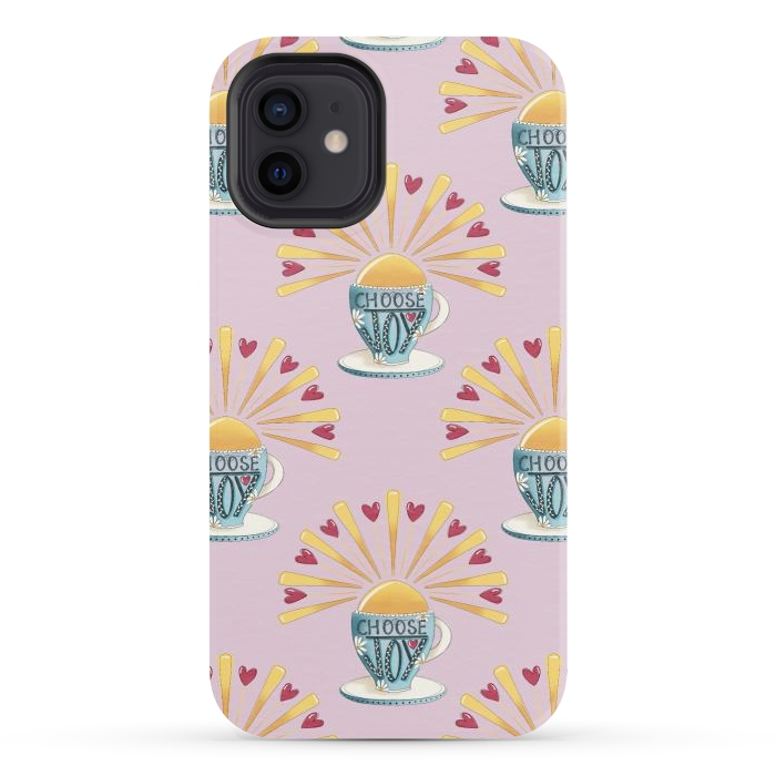 iPhone 12 StrongFit Choose Joy Coffee Cup by Tiny Thistle Studio