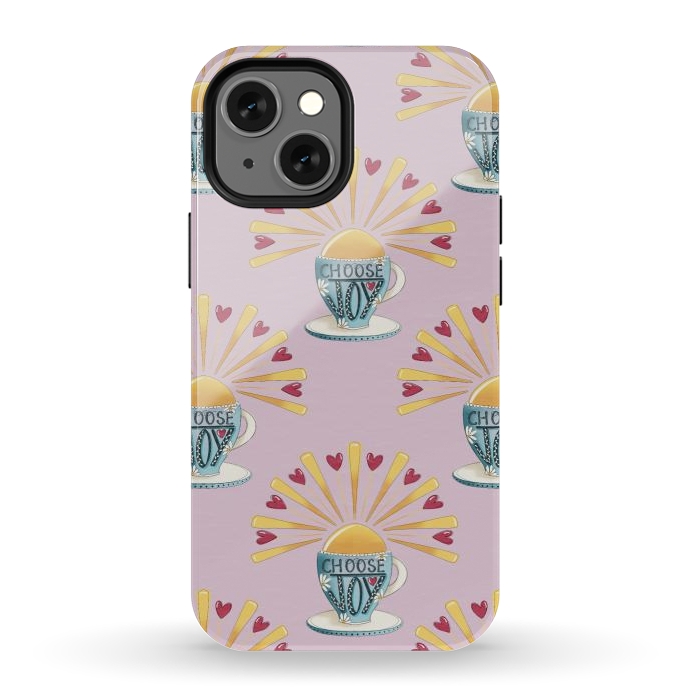 iPhone 13 mini StrongFit Choose Joy Coffee Cup by Tiny Thistle Studio