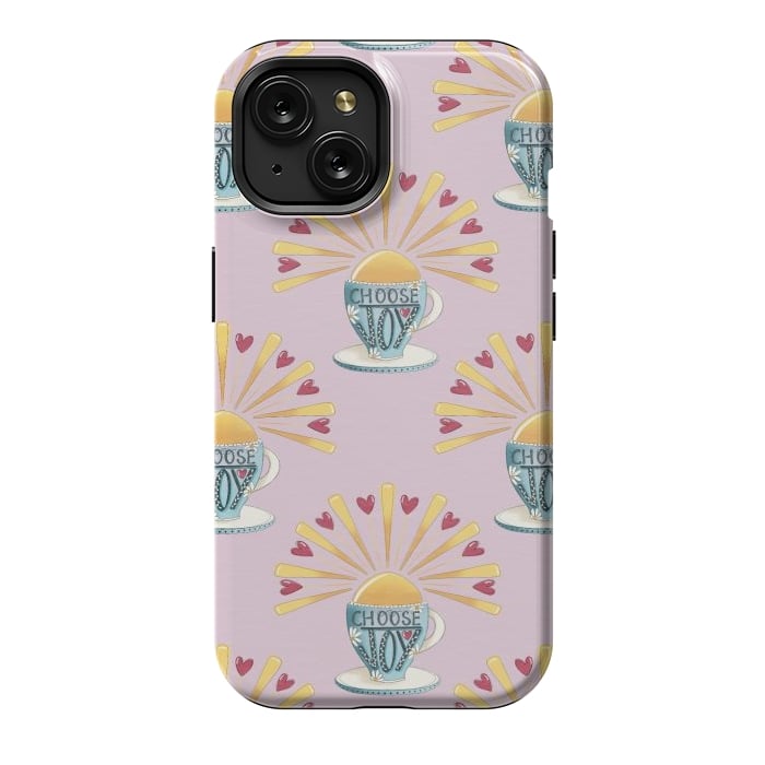 iPhone 15 StrongFit Choose Joy Coffee Cup by Tiny Thistle Studio