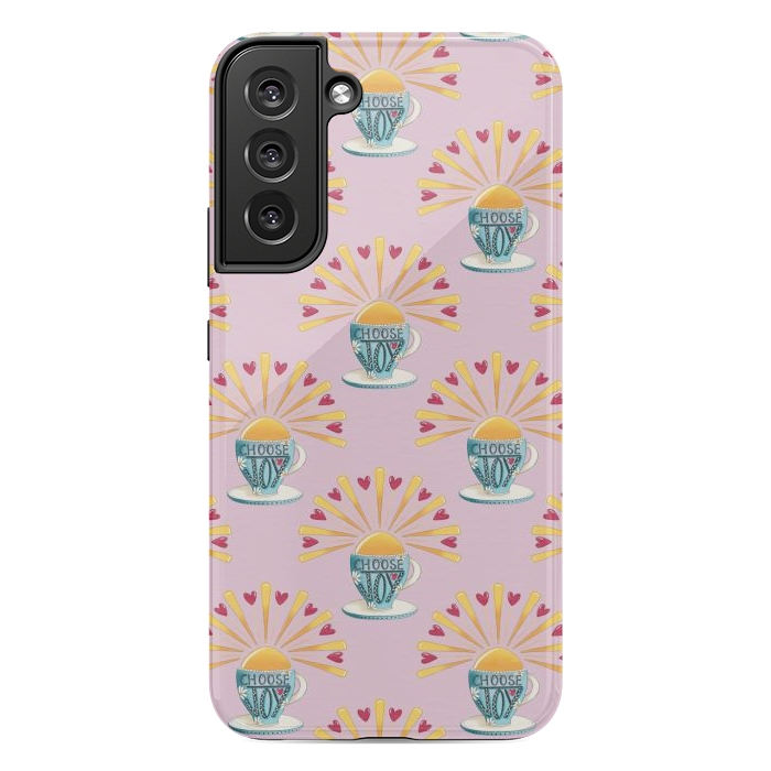 Galaxy S22 plus StrongFit Choose Joy Coffee Cup by Tiny Thistle Studio