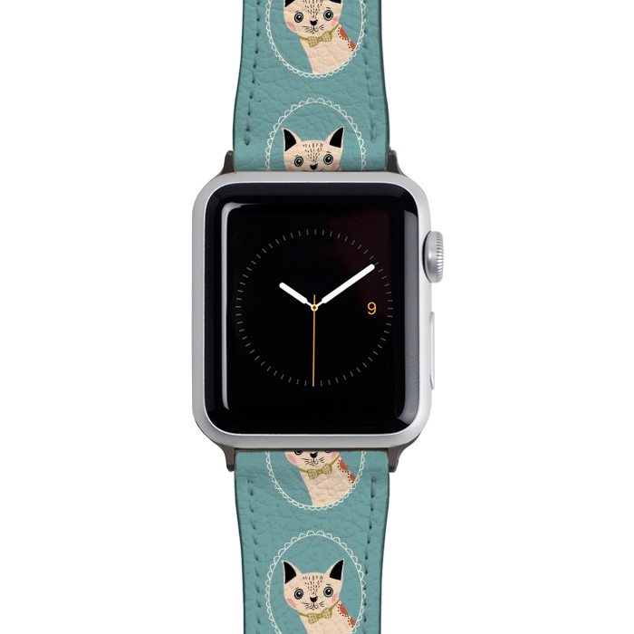 Watch 38mm / 40mm Strap PU leather Cat in Frame by Tiny Thistle Studio