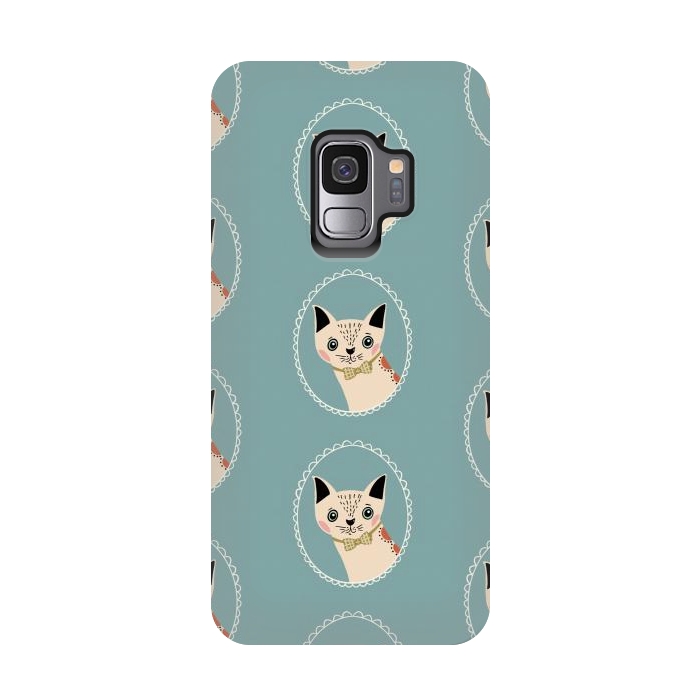 Galaxy S9 StrongFit Cat in Frame by Tiny Thistle Studio