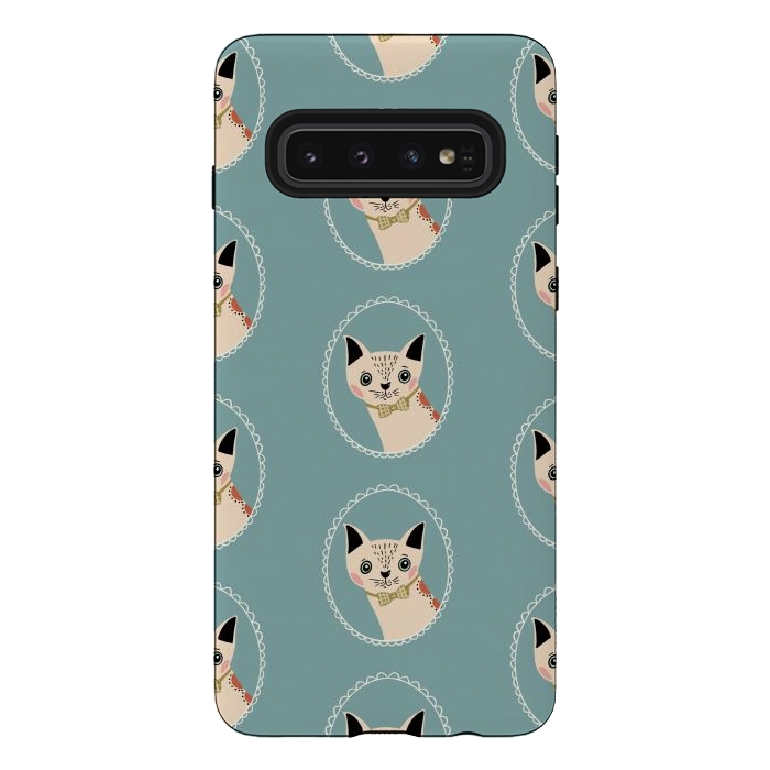 Galaxy S10 StrongFit Cat in Frame by Tiny Thistle Studio