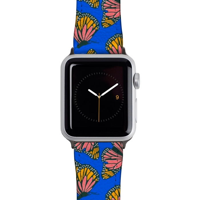 Watch 42mm / 44mm Strap PU leather Bright Butterflies by Tiny Thistle Studio