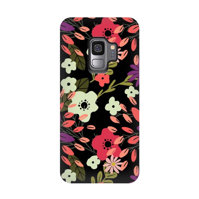 Galaxy S9 StrongFit Bright Floral by Tiny Thistle Studio