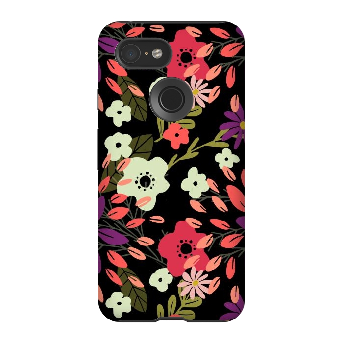 Pixel 3 StrongFit Bright Floral by Tiny Thistle Studio